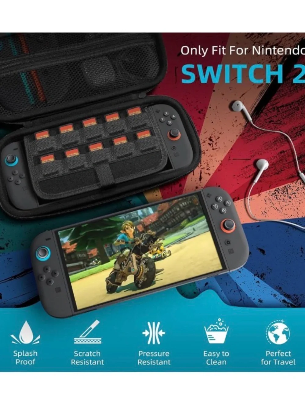 Nintendo Switch 2 Case, Large Capacity, Hard Shell Portable Travel Case